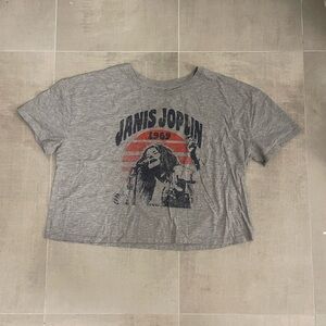 Old Navy Gray Janis Joplin Graphic Crop Top